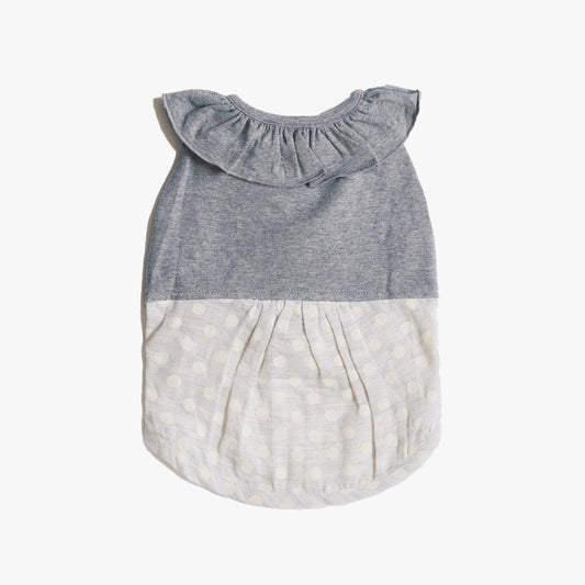 Ruffles Dress Top - Grey Polka Dot