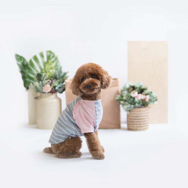 Pink Grey Striped Raglan - Tshirt - opdsg
